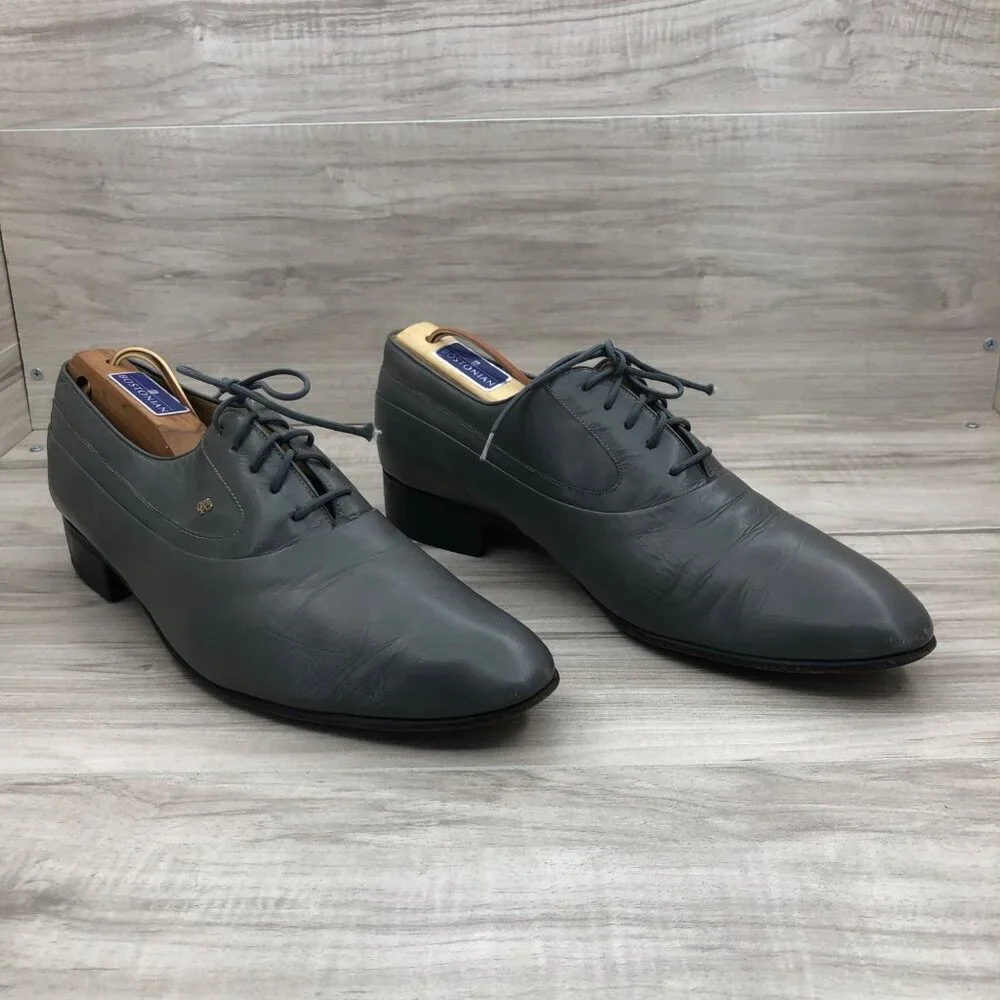 Jean Pierre Clemente Oxfords Mens 11 D Gray Leather Lace Up Shoes